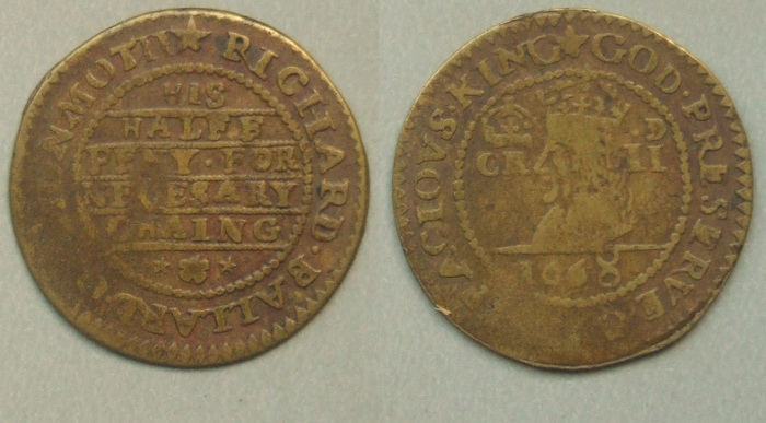 Monmouth, Richard Ballard halfpenny 1668 N6390